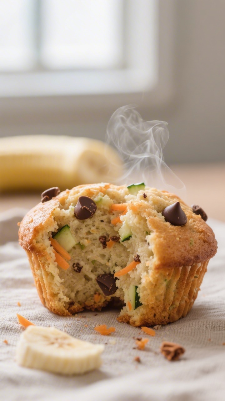 Close-up detail: A freshly baked toddler muffin torn open to reveal a tender, moist crumb with tiny