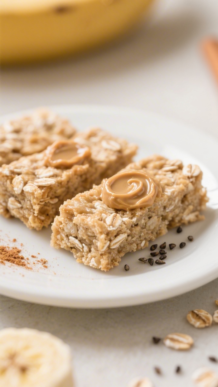 Close-up detail of sliced toddler-friendly banana oatmeal bars arranged in neat finger-length pieces