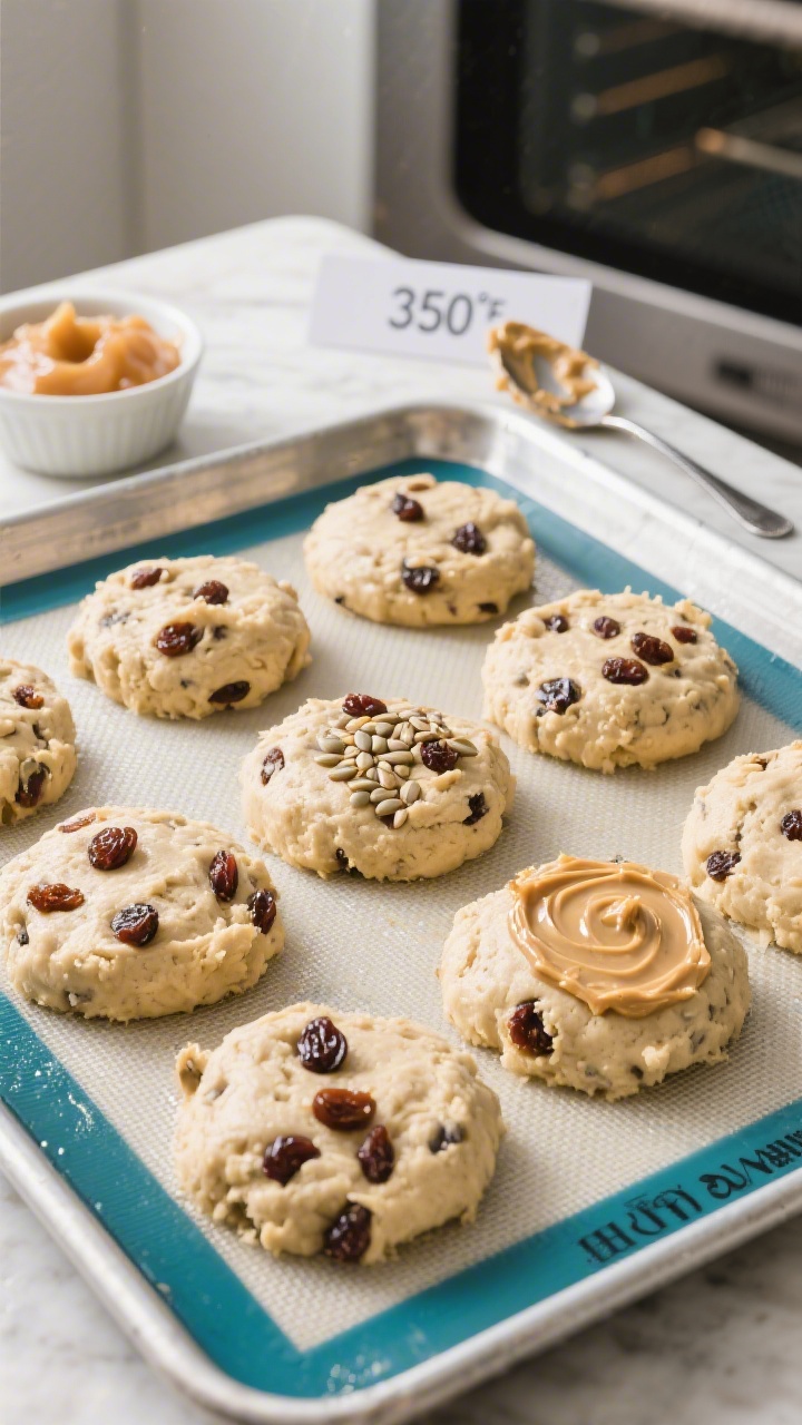 Cooking process: Overhead shot of portioned mounds pressed into flat rounds with damp-finger marks o