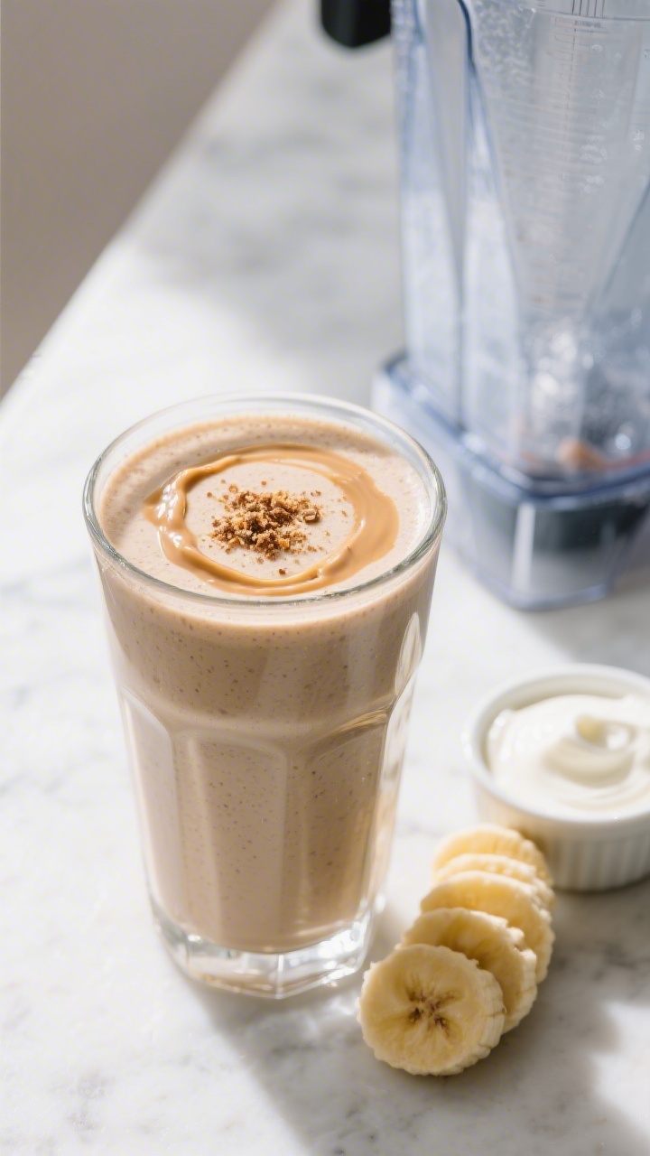 Final dish presentation: Restaurant-quality hero shot of the smoothie in a chilled clear glass showc