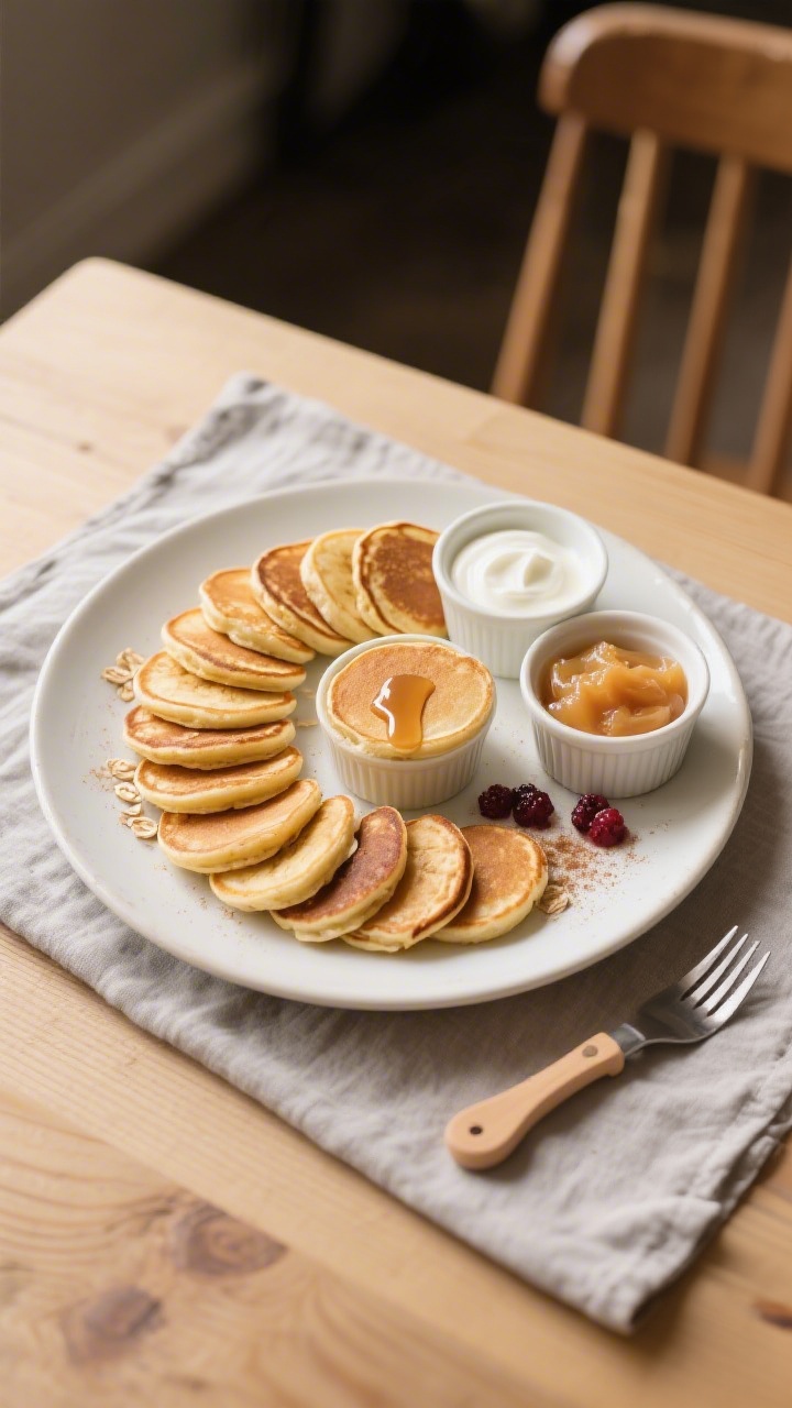Tasty top view final presentation: Overhead shot of a breakfast plate featuring neatly arranged mini