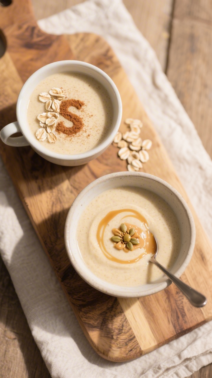 Tasty top view: Overhead shot of the finished smoothie served two ways—one in a small open cup and