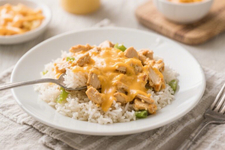 Dinner for Kids: Easy Cheesy Chicken Rice Recipe – Comforting, Quick, and Kid-Approved