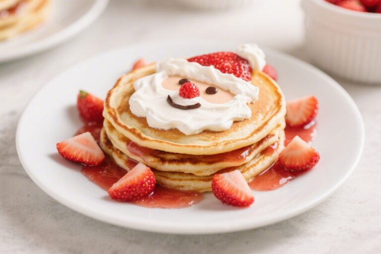 Santa Pancakes for Kids: Strawberry Cream Santa Pancakes – A Fun, Festive Breakfast
