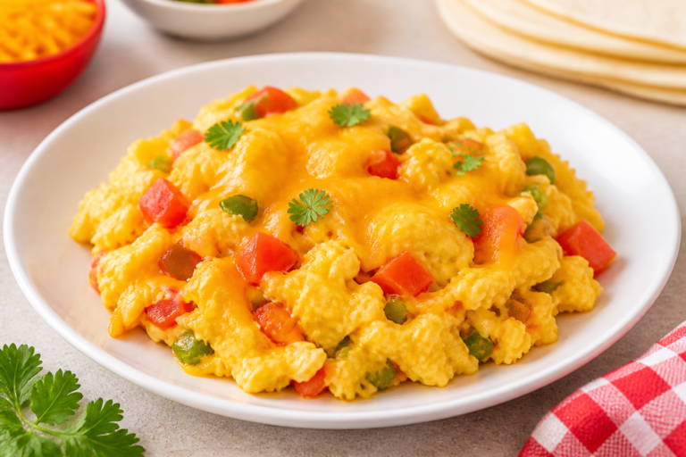 Cheesy Mexican Scrambled Eggs for Kids – Easy, Colorful, and Comforting