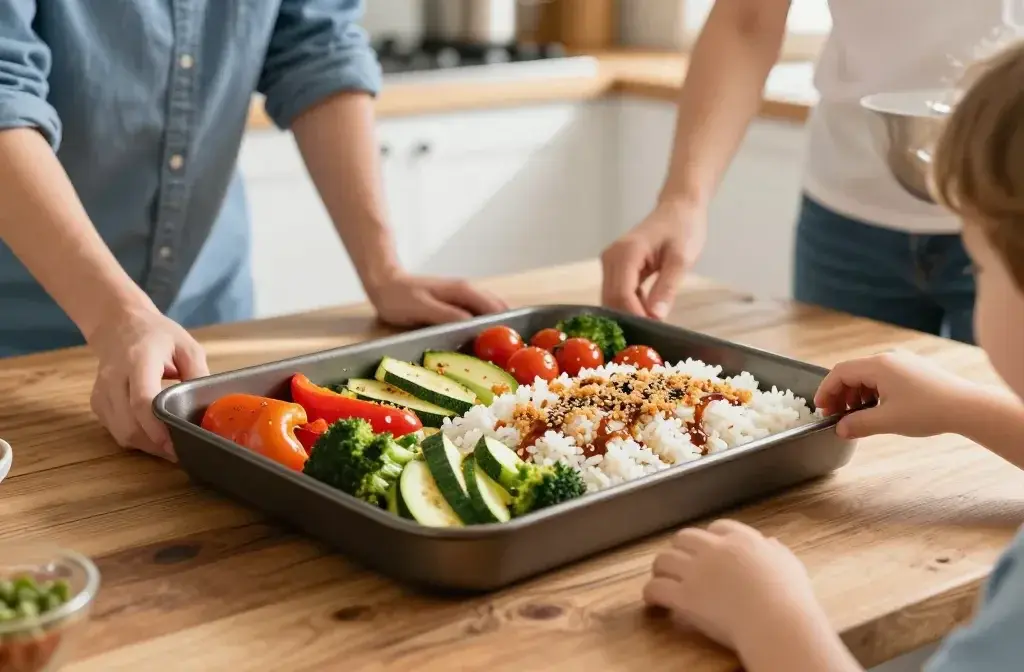 Sheet Pan Roasted Vegetable Rice Bowl for Kids: Healthy Dinner Idea - Quick & Colorful