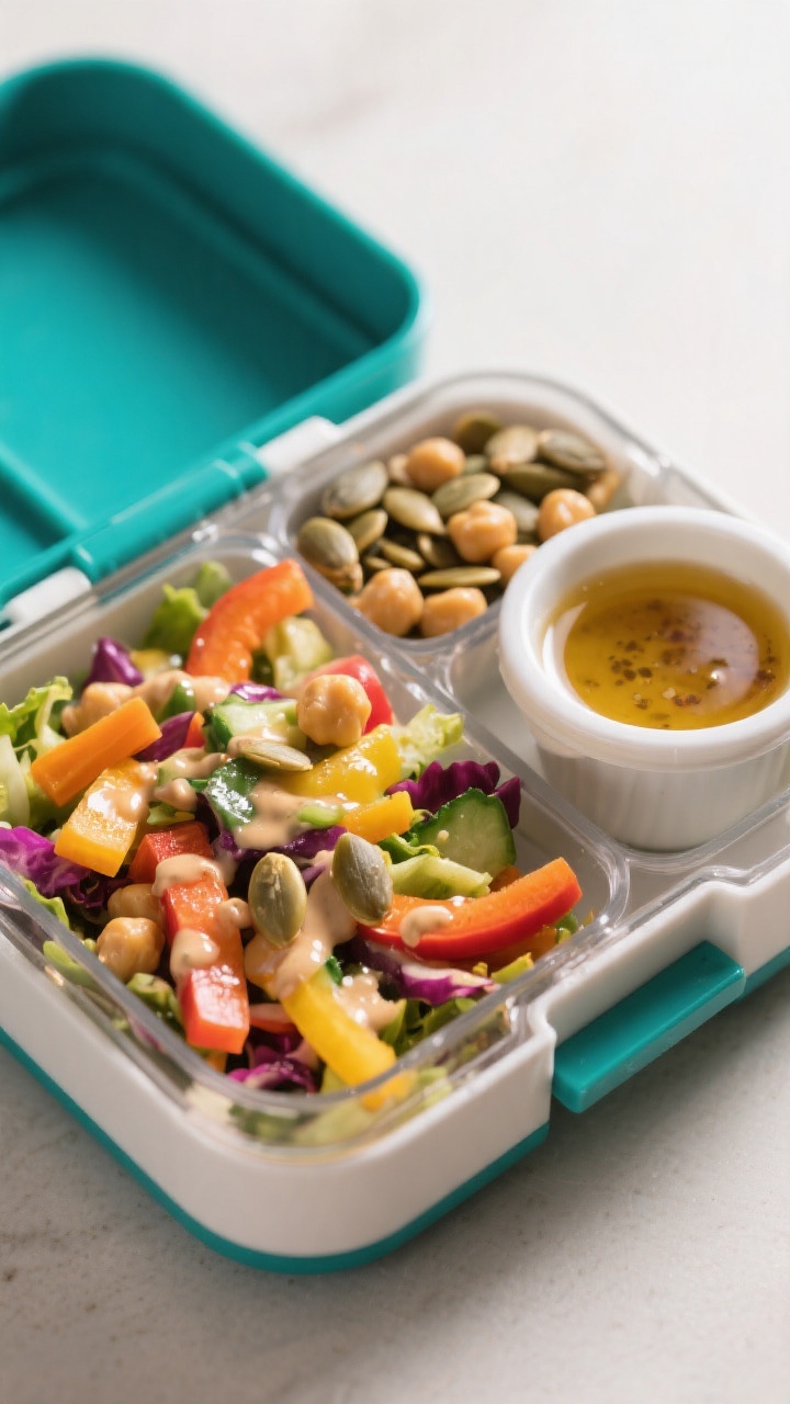 Final plated dish: Beautifully plated kid-friendly lunchbox scene featuring a compartment-style cont